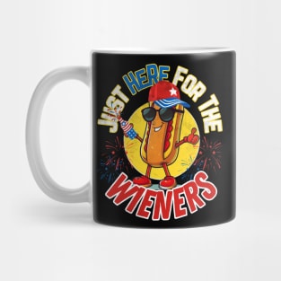 Hot Dog I'm Just Here For The Wieners 4Th Of July Mug